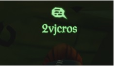 Captura de pantalla del gamertag de Xbox Live mostrado sobre un pirata con el icono de chat presente
