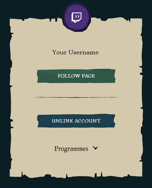 Sea of Thievesウェブサイトを通じたリンクされたTwitchアカウントの確認