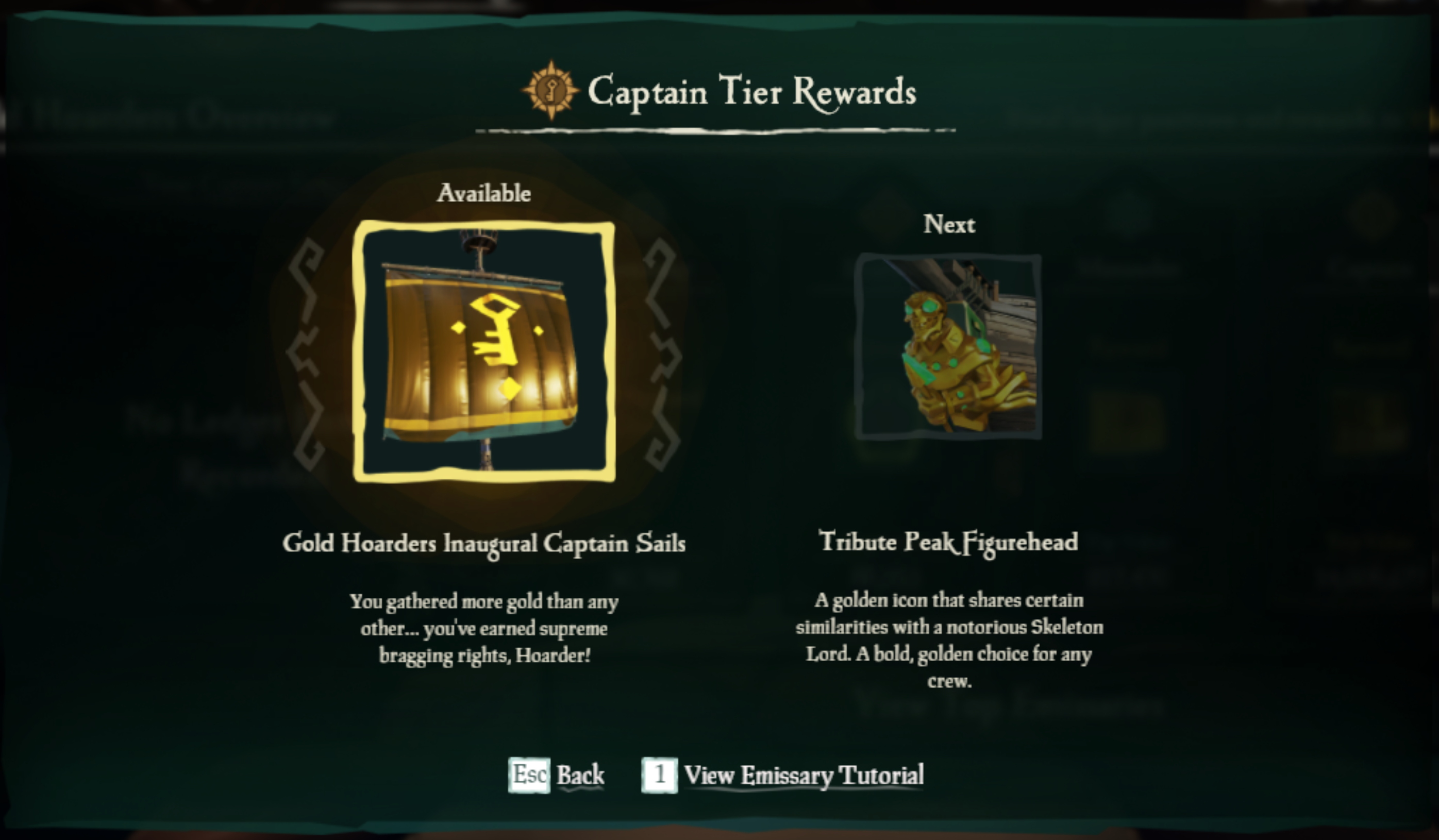 Captura de tela do exemplo Emissary Rewards