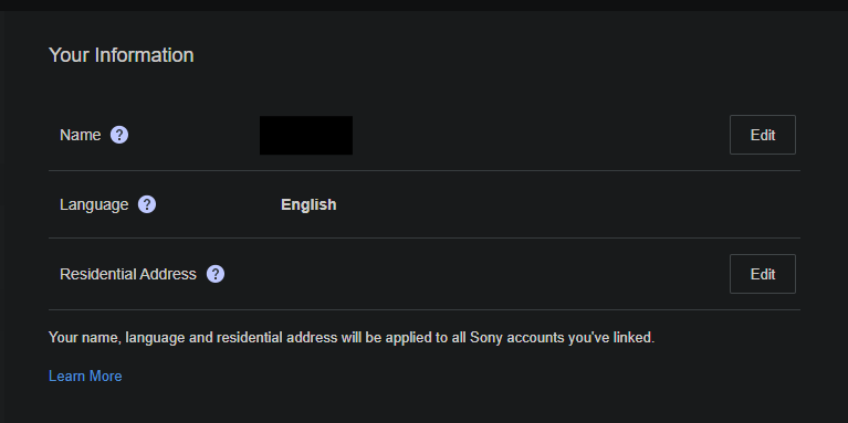 Ein Screenshot von der Seite deiner persönlichen Daten.