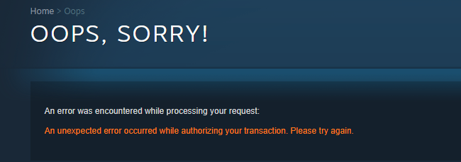 Steam error message highlighting that the player has attempted to make a duplicate purchase