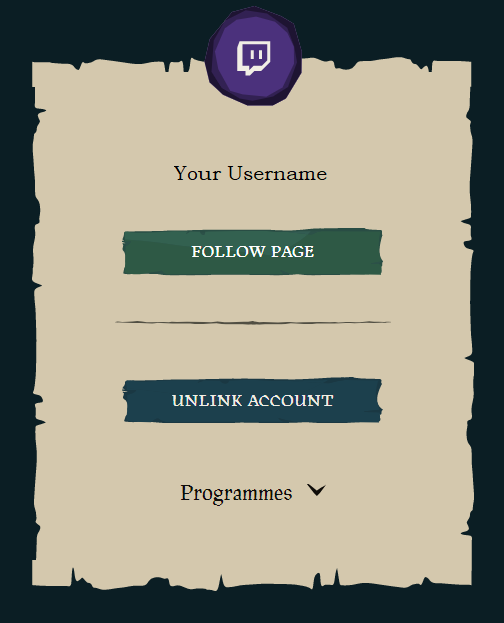 Confirmation of linked Twitch account through the Sea of Thieves website