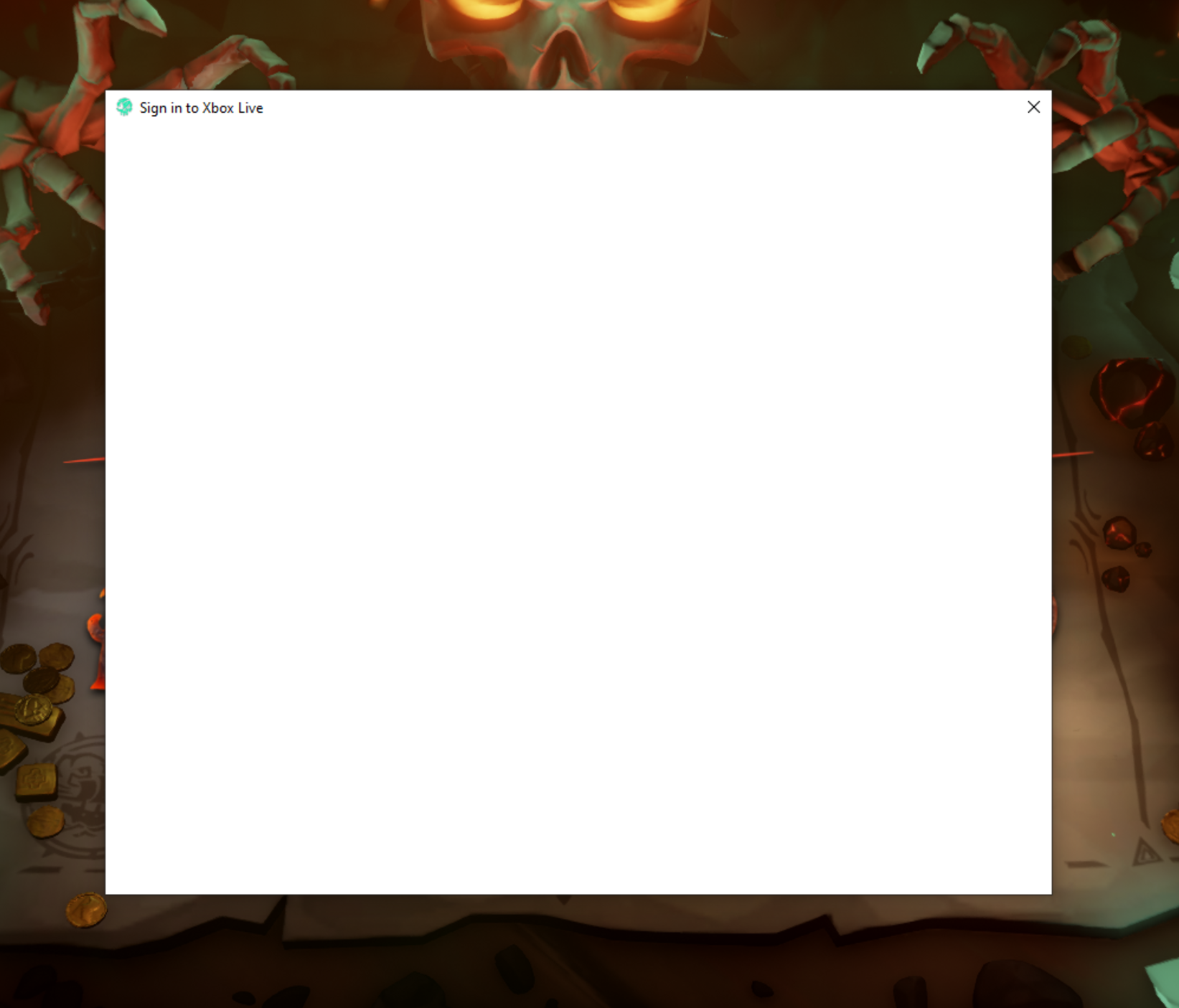 Captura de pantalla de un mensaje de inicio de sesión de Xbox Live vacío con un fondo blanco