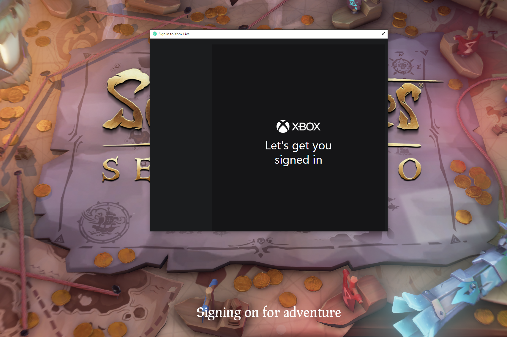 Xbox Live のサインイン プロンプトのサイズが正しくなく、サインイン オプションが表示されていないスクリーンショット